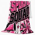 thumbnail image 2 of Pink Black And White Spirit, Bold Cheer Graphic Style for Cheerleading Fans And Team Supporters, Housewarming Gift with Cozy Flannel Blanket, Home Decor for Bedroom And Living Room And Game Room, 2 of 9