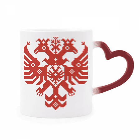 

Russia National Emblem Eagle Heat Sensitive Mug Red Color Changing Stoneware Cup