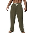 thumbnail image 3 of Jinhomg Men's Baggy Harem Pants Drawstring Wide Leg Casual Cropped Trousers Lightweight Loose Beach Yoga Pants with Pockets Army Green,L, 3 of 4