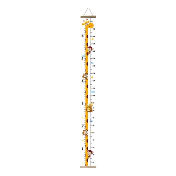 SUSHANG Baby Height Chart, Canvas Growth & Height Chart for Kids & Baby - Jungle Nursery Theme Growth Chart with Wooden Frame for Safari Nursery Decor - 76 x 7.8 Inches