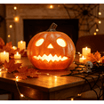thumbnail image 4 of Pumpkin Decorations,Carved Jack‑O‑Lantern Pumpkin Decor, Hollow Out Artificial Pumpkin with Classic Face Cutouts, Halloween Decorations for Home,D, 4 of 5