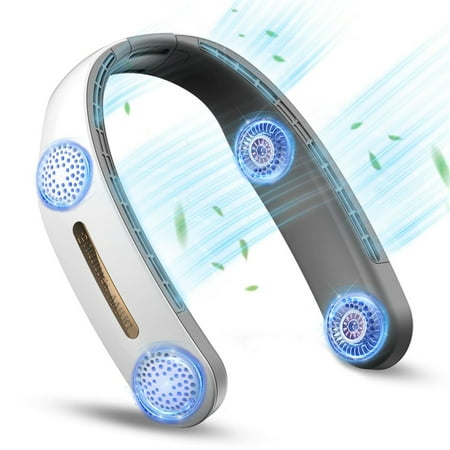 

Portable Neck Fan，Foldable Leafless Neck Fan Portable Fan Silent Bladeless Hanging Neck Fan Hands Free Wearable Fan Rechargeable 5000mAh Battery with 360 of Cooling Coverage(White)