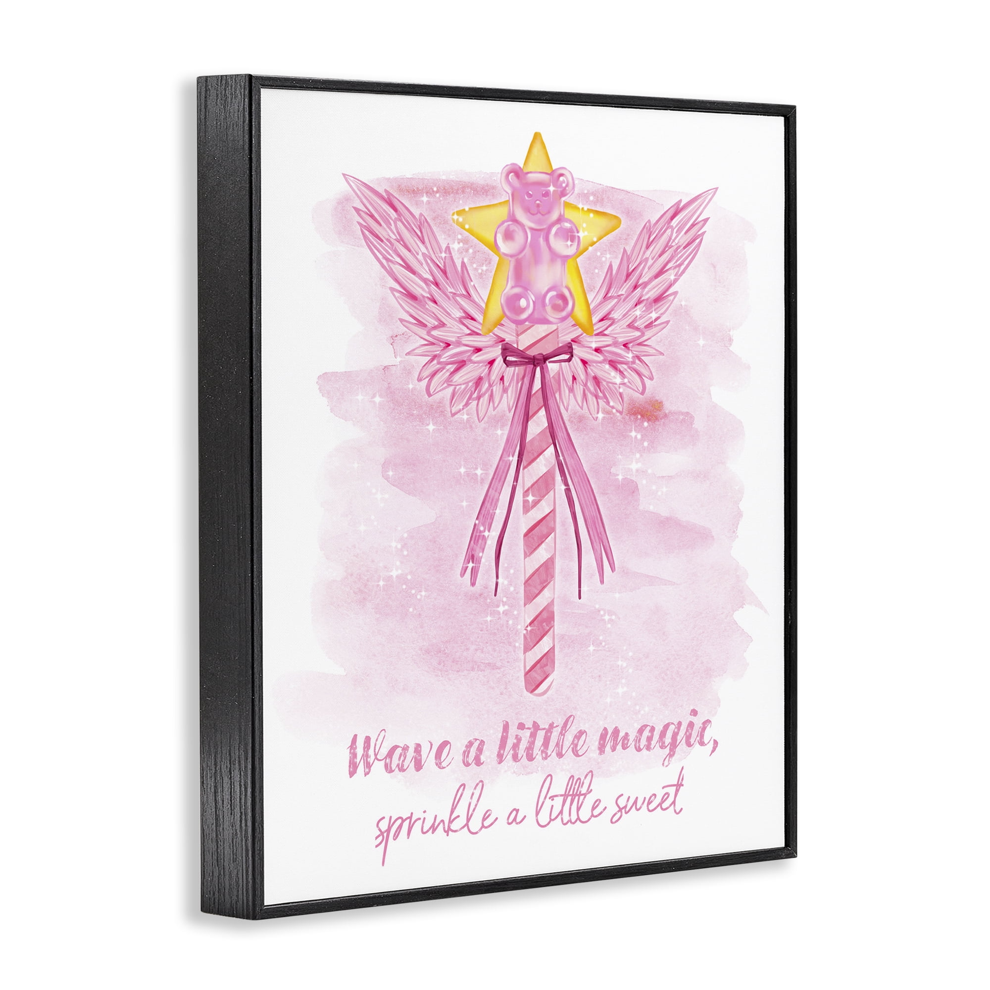 Stupell Industries Sprinkle Sweet Magic Fairy Tales & Fantasy Painting Black Framed Art Print Wall Art, 16 x 20