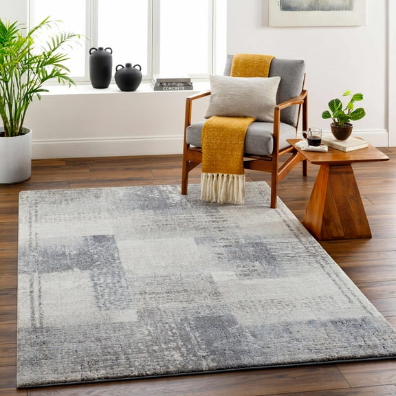 Hauteloom Bacca Living Room, Bedroom Area Rug - Contemporary - High Pile - Natural Gray, Eggplant, Gray - 18" Sample