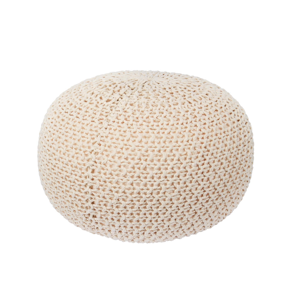 Knit Modern Floor Pouf Round Footstool, Round Pouf Ottoman, Pouffe Seat
