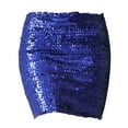 thumbnail image 3 of Faldas de mujer cortas con lentejuelas y lentejuelas para niña, falda elástica para cena, fiesta de graduación, cóctel, festival , Azul oscuro, 3 of 7