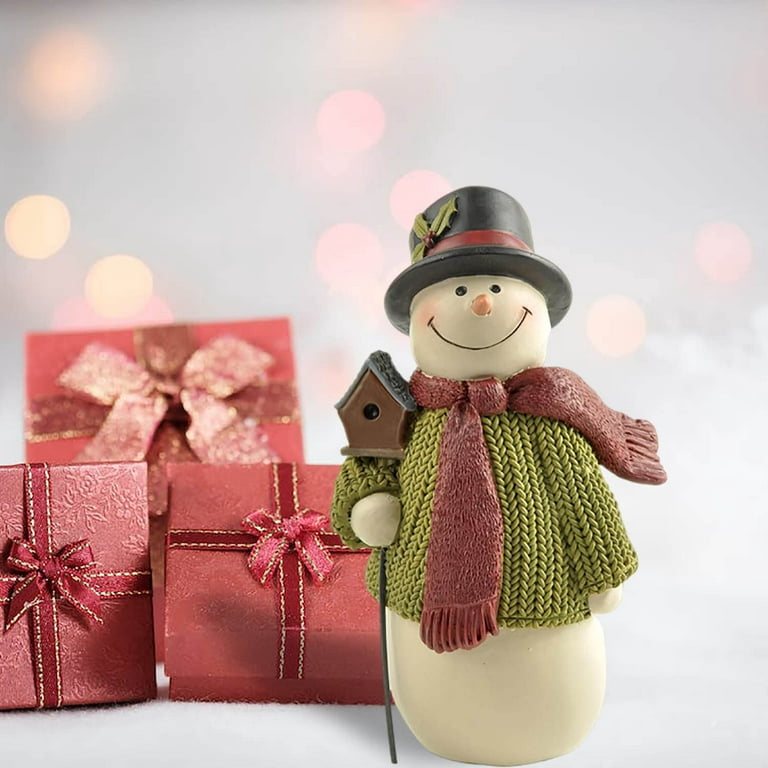 Snowman Figurine Christmas Home Decor Christmas Table Decorations, Snowman Decor Indoor and Outdoor, Size: 2.52 Large x 1.97 W x 4.25 H, Green