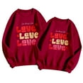thumbnail image 4 of HNMKIU Valentine Day Matching Couple Hoodless Sweatshirt 'LOVE' Printed Crew Neck Sweatshirt for Women and Men Pullover 03_Red，L, 4 of 4