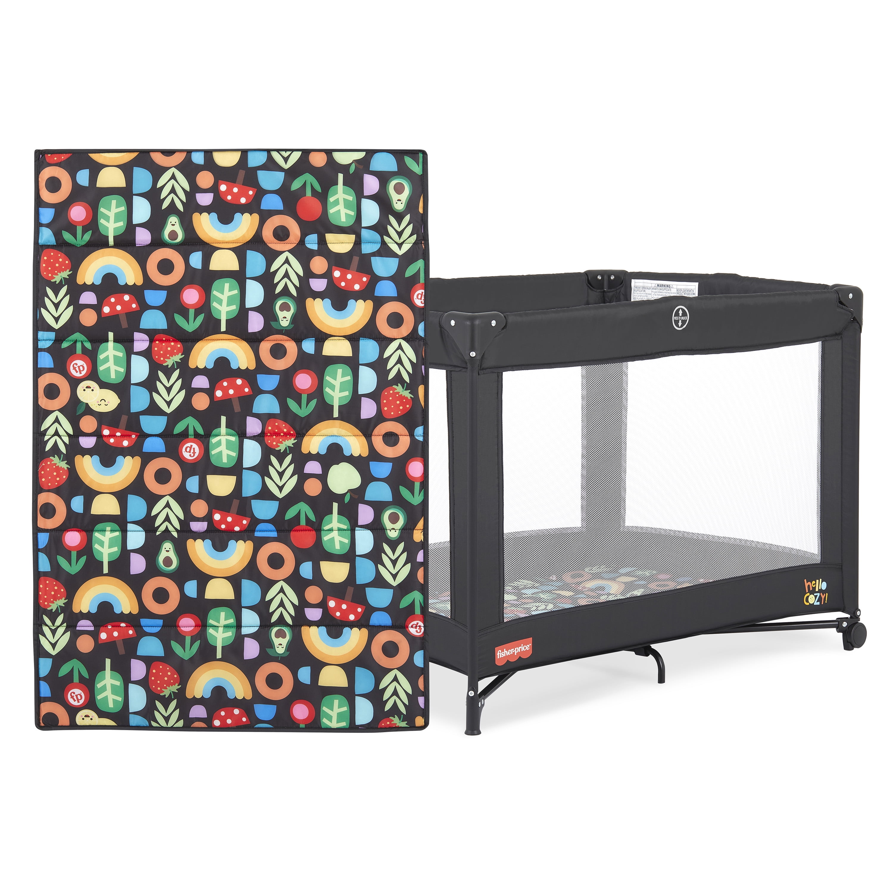 Fisher Price Play All Day Playard By Dream On Me, Rainbow Black