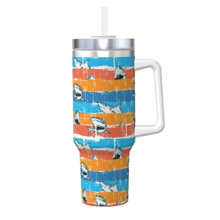 

Ocsxa Shark On Line Print 40oz Stainless Steel Vacuum Insulated Tumbler Car Cup Coffee Mug with Spillproof Lid Keep Your Drink Hot or Cold on the Go