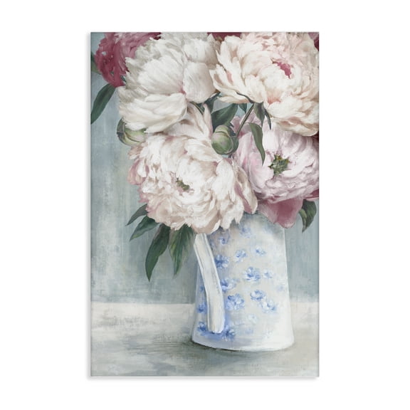 Stupell Industries Peony Blossom Vase Plants & Flowers Painting Wrapped Canvas Art Print Wall Art, 16 x 24