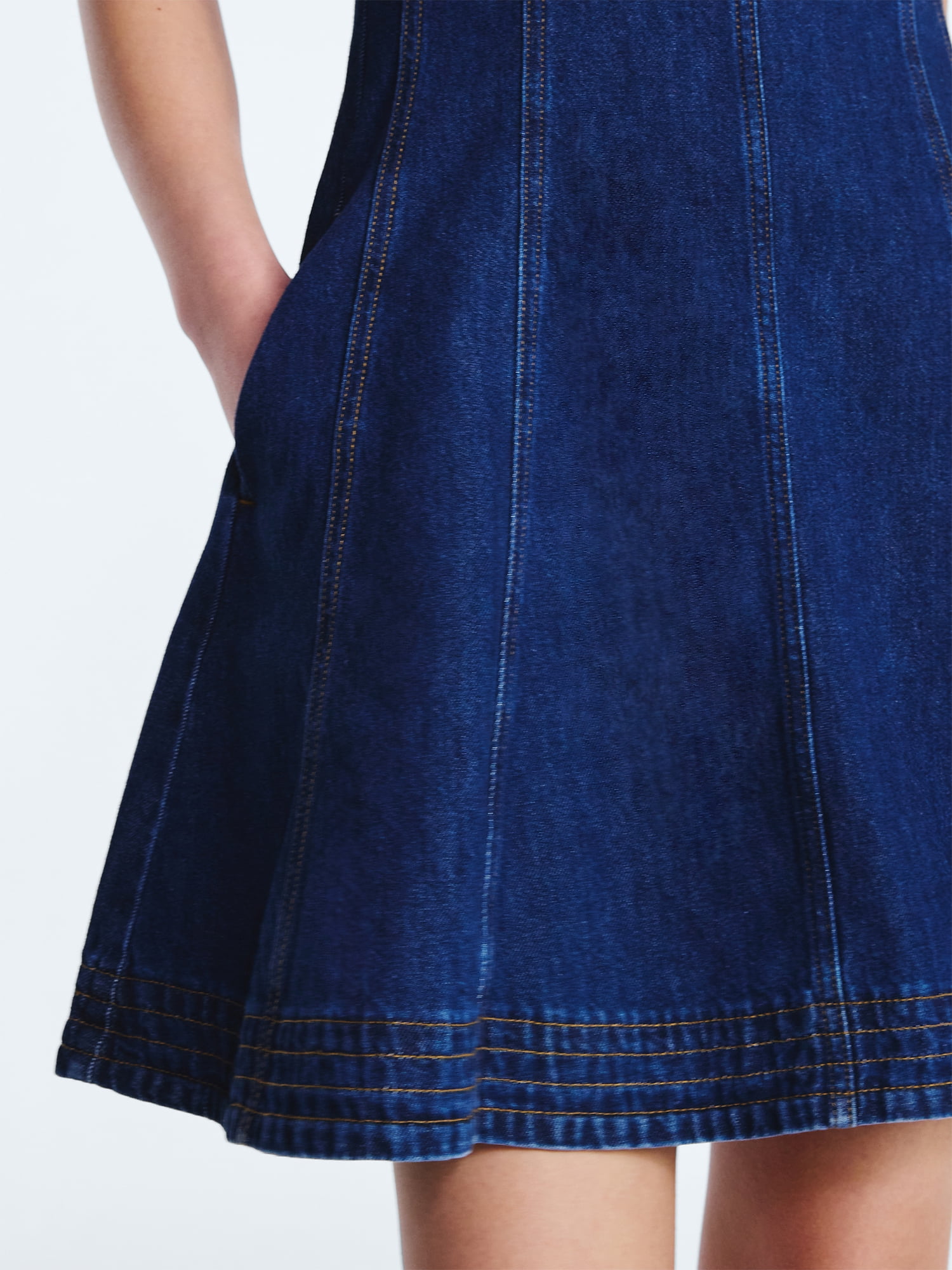 Free Assembly Women's and Women's Plus Sleeveless Denim Panel Mini Dress, Sizes XS-4X