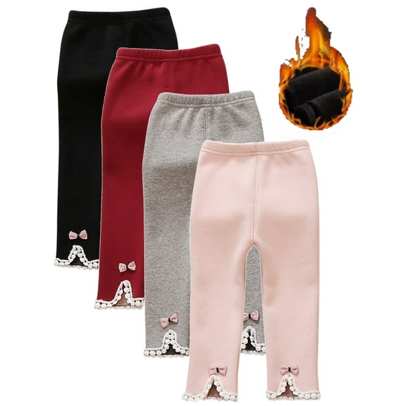 BULLPIANO Infant Girls Leggings Fleece Lined Trousers Kids Warm Legging Pants 0-4 Years