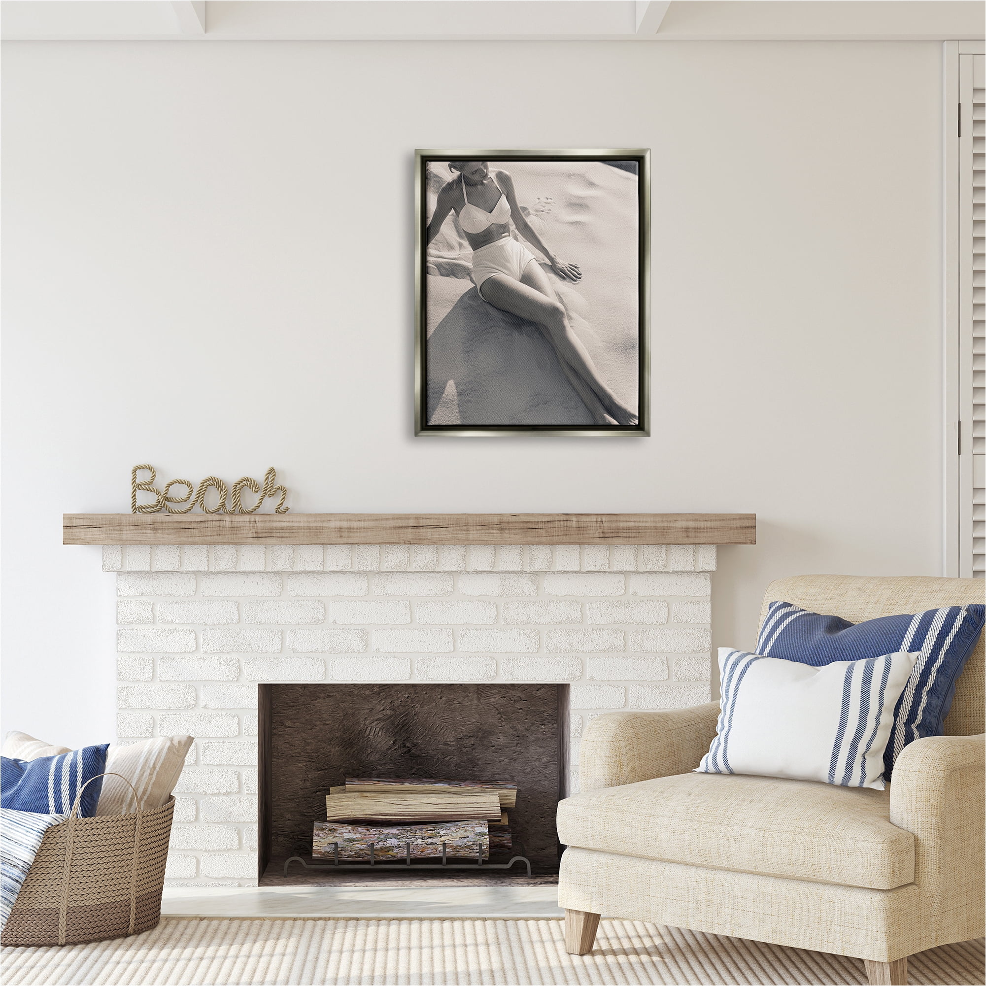 Stupell Industries Beach Fashion Photography Nature Photography Gray Floater Framed Canvas Art Print Wall Art, 25 x 31