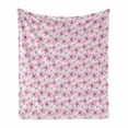 thumbnail image 1 of Floral Soft Flannel Fleece Throw Blanket, Pink Blossoms with Dotted Petals and Leaves Girlish Kids Nursery, Cozy Plush for Indoor and Outdoor Use, 50" x 70", Pale Pink Magenta, by Ambesonne, 1 of 6