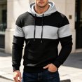 thumbnail image 3 of qafoshin Mens Color Block Hoodies Fashion Long Sleeve Hooded Sweatshirts Fall Winter Casual Loose Pullover Tops with Pocket, 3 of 6