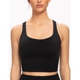 thumbnail image 2 of AGONVIN Women's Strappy Longline Yoga Sports Bra Padded Wireless Crop Top Cami Tank Top Black X-Large, 2 of 7