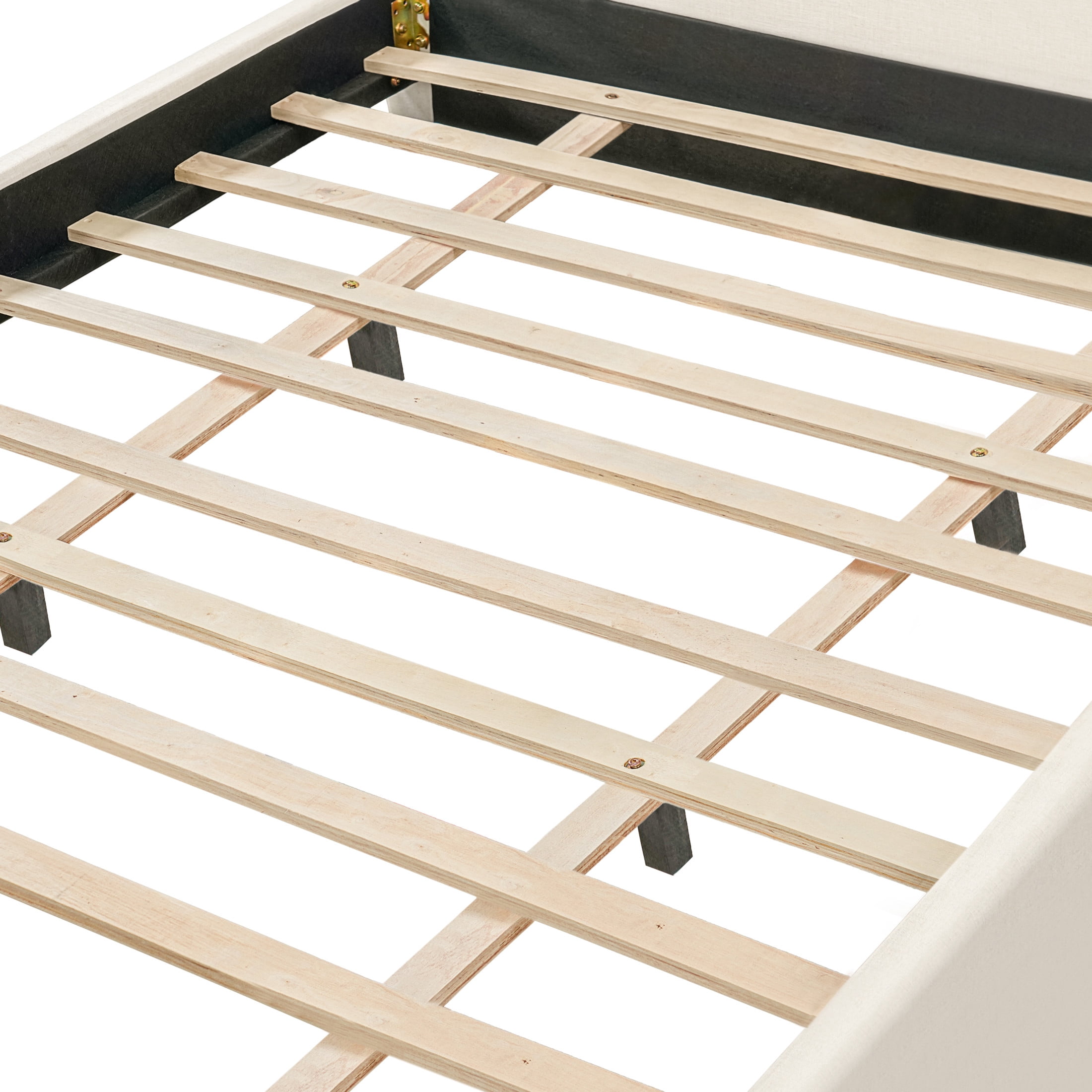 Christopher Knight Home King Size Upholstered Platform Bed Frame with Linen Fabric, Thick Headboard, Beige