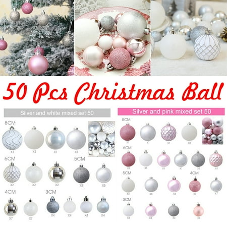 50pcs Christmas Hanging Ball Ornaments Shatterproof Xmas Home