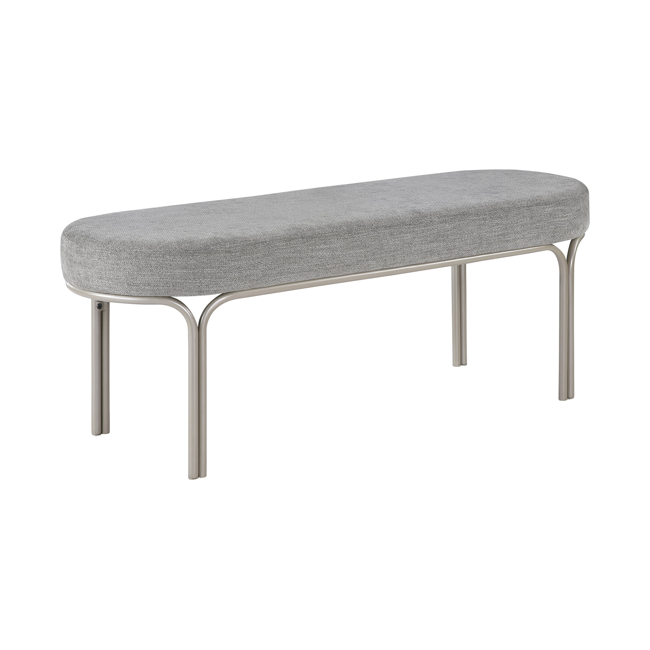 OakvillePark Lunarow Metal Frame Chenille Bench, Gray
