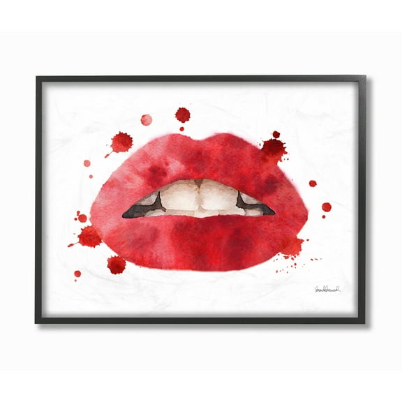 The Stupell Home Decor Collection Red Lips Watercolor Splash Framed Giclee Texturized Art, 11 x 1.5 x 14