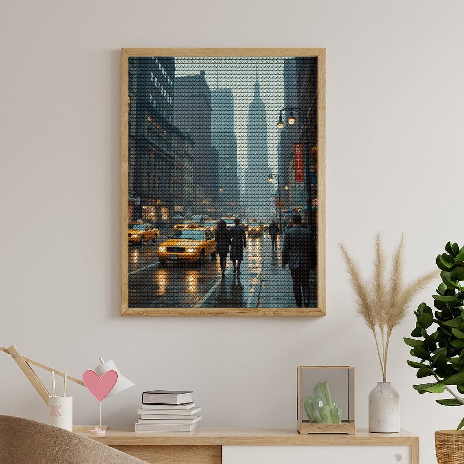 Diamond Art Kits for Adults, Urban City Street Yellow Cabs 5D Diamond Painting Kits for Adults Beginners, DIY Full Drill Diamond Painting, Gem Art and Crafts 12x16