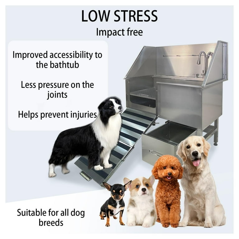 Dog Wash Station Stainless Steel Dog Grooming Tub With Foldable