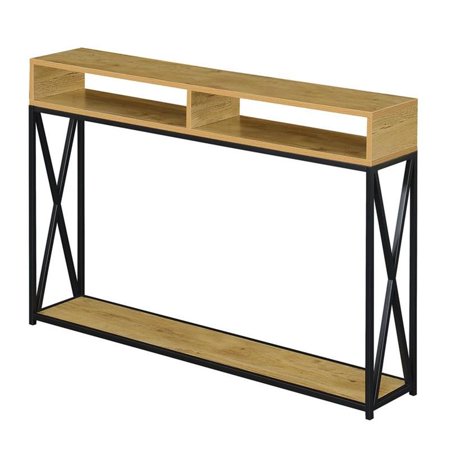 Pemberly Row Modern Two-Tier Console Table in Light Oak Wood