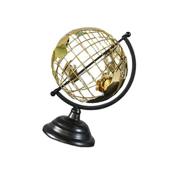 Earth Sphere with Gold Trim and Exposeds Wire Detailing World Globe
