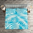 thumbnail image 2 of Ambesonne Tropical Quilted Coverlet 3 Pcs, Exotic Miami Palms, King Size, Turquoise Aqua Blue, 2 of 2
