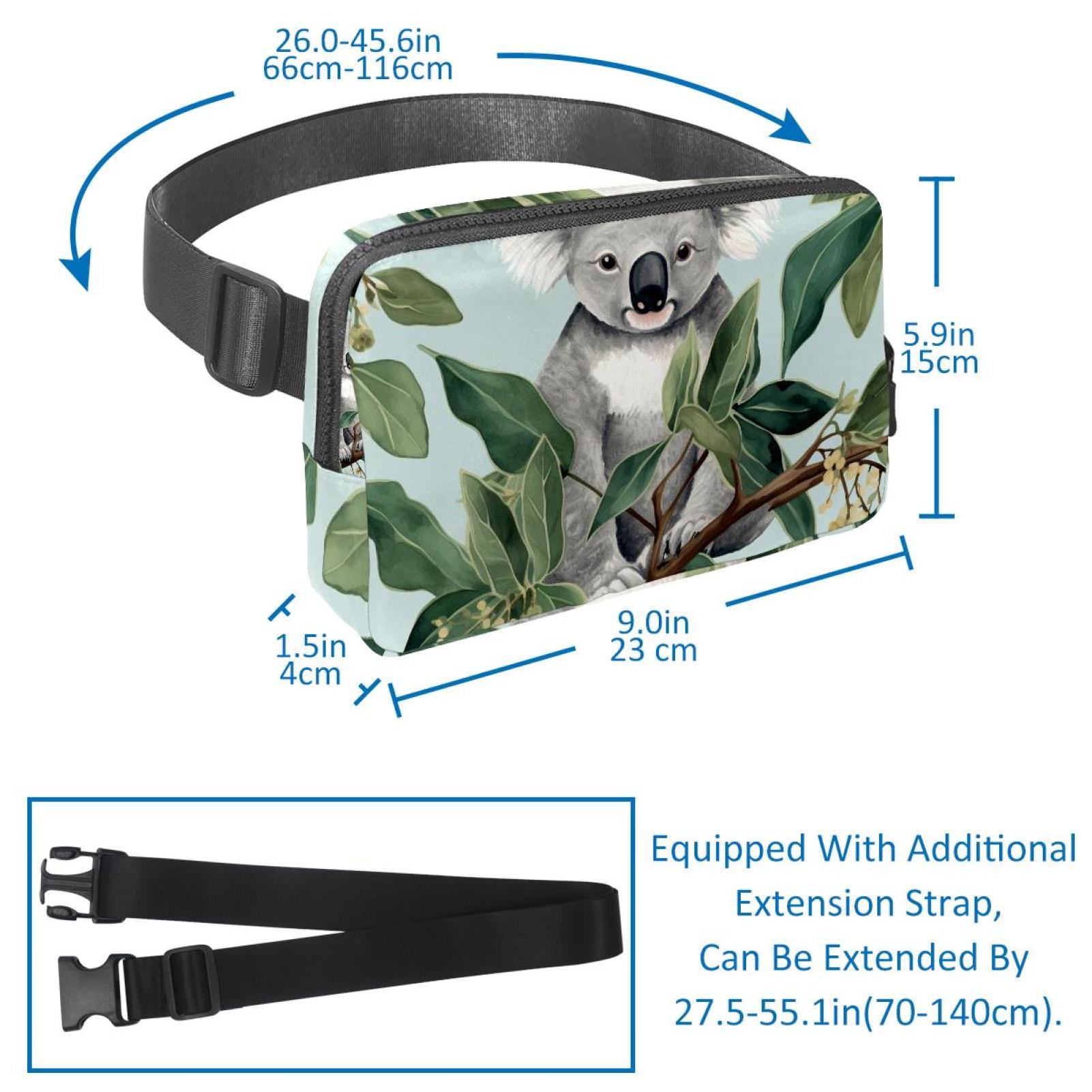 Koala Lightweight Adjustable Running Belt with Extension Strap for Unisex - Fanny Pack Waist Bag for Fitness and Exercise
