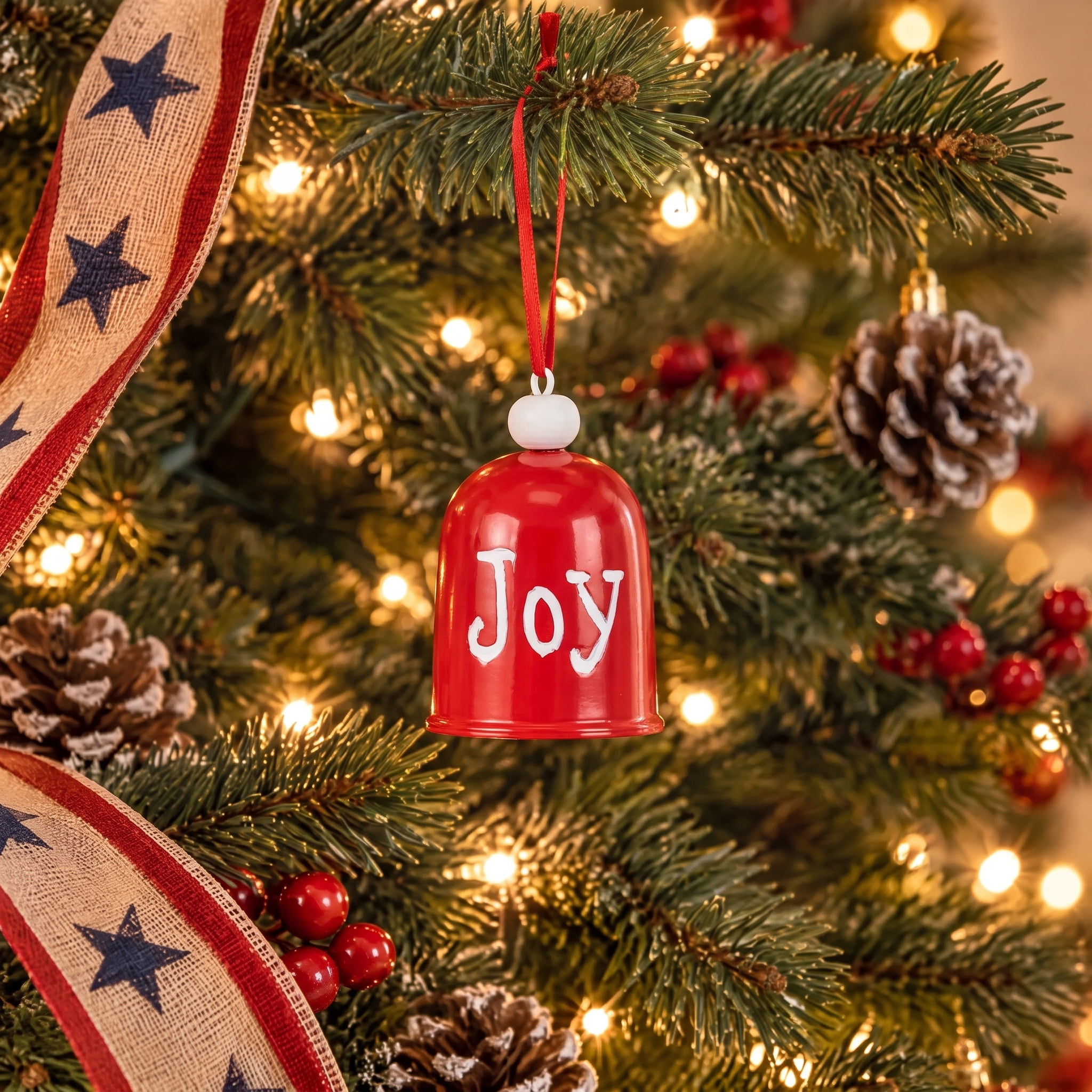 6-Count Red/White/Green Bell Mini Christmas Ornaments, 1.5", by Holiday Time