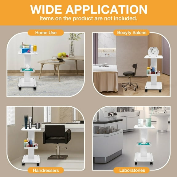 Miumaeov Beauty Cart,Salon Roller Trolley Cart Stand Beauty Instrument Tray Rolling Cart with Wheel