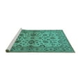 thumbnail image 2 of Ahgly Company Machine Washable Indoor Round Oriental Turquoise Blue Traditional Area Rugs, 6' Round, 2 of 4