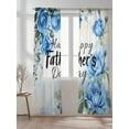 thumbnail image 2 of Father's Day Sheer Curtains 84 inches Long, Blue Rose Retro Watercolor Floral Light Filtering Sheer Window Curtains Rod Pocket Voile Drapes for Bedroom Living Room, 52"W x 84"L 2 Panels, 2 of 7