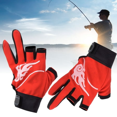 3 Fingerless Fishing Gloves Neoprene Breathable Comfortable Non Slip 3  Fingerless Sports Fishing Protective Gloves Outdoor EquipmentRed Back Free  Size 