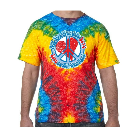 All You Need is Love Psychedelic Tie Dye Tee Shirt - Woodstock, 3XL