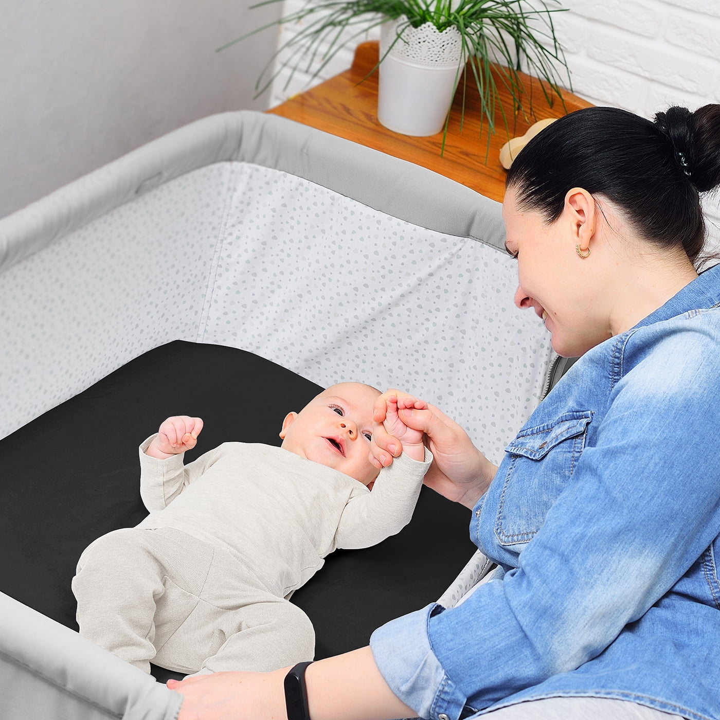 Sweet Jojo Designs Black and White Gingham Checkered Plaid Boy, Girl, Unisex/Gender Neutral Baby Bassinet Fitted Sheets Set 2 Piece