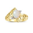 thumbnail image 1 of RYLOS Rings for Women 14K Gold Plated Silver Greek Key Designer Ring 9X7MM Gemstone & Diamond Ring October Opal Jewelry Size 10, 1 of 7