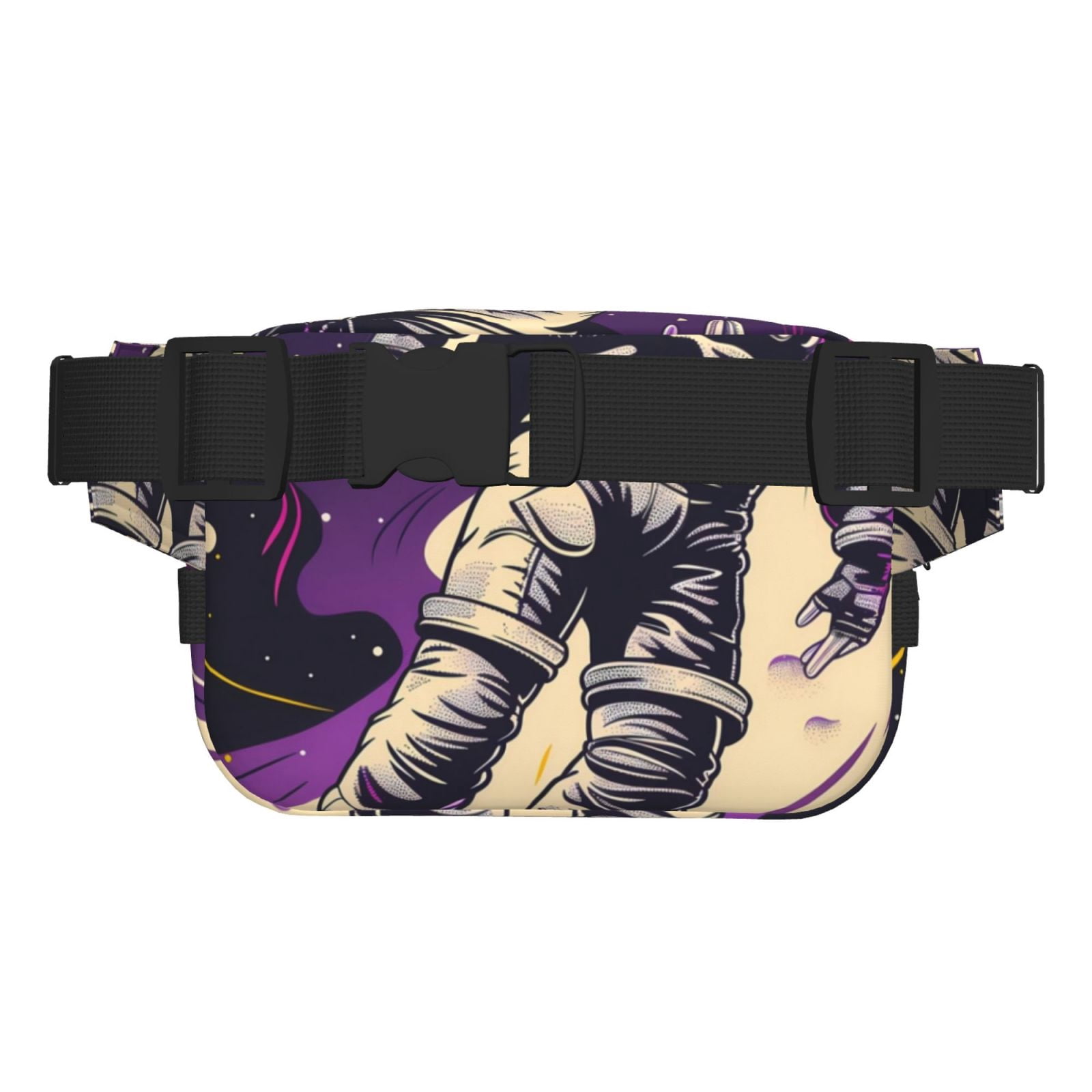 Picia Astronaut Floating purple Space Print Square Double-Layer Waist Bag Mini Adjustable Waist Belt Bag Exercise Running Travel Hiking