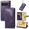 thumbnail image 2 of Dteck for Google Pixel 6 Pro 5G 2021 Wallet Case, Embossed Mandala Floral Leather Folio Flip Wristlet Shockproof Protective ID Credit Card Slots Holder Cover for Google Pixel 6 Pro 5G, Purple, 2 of 7