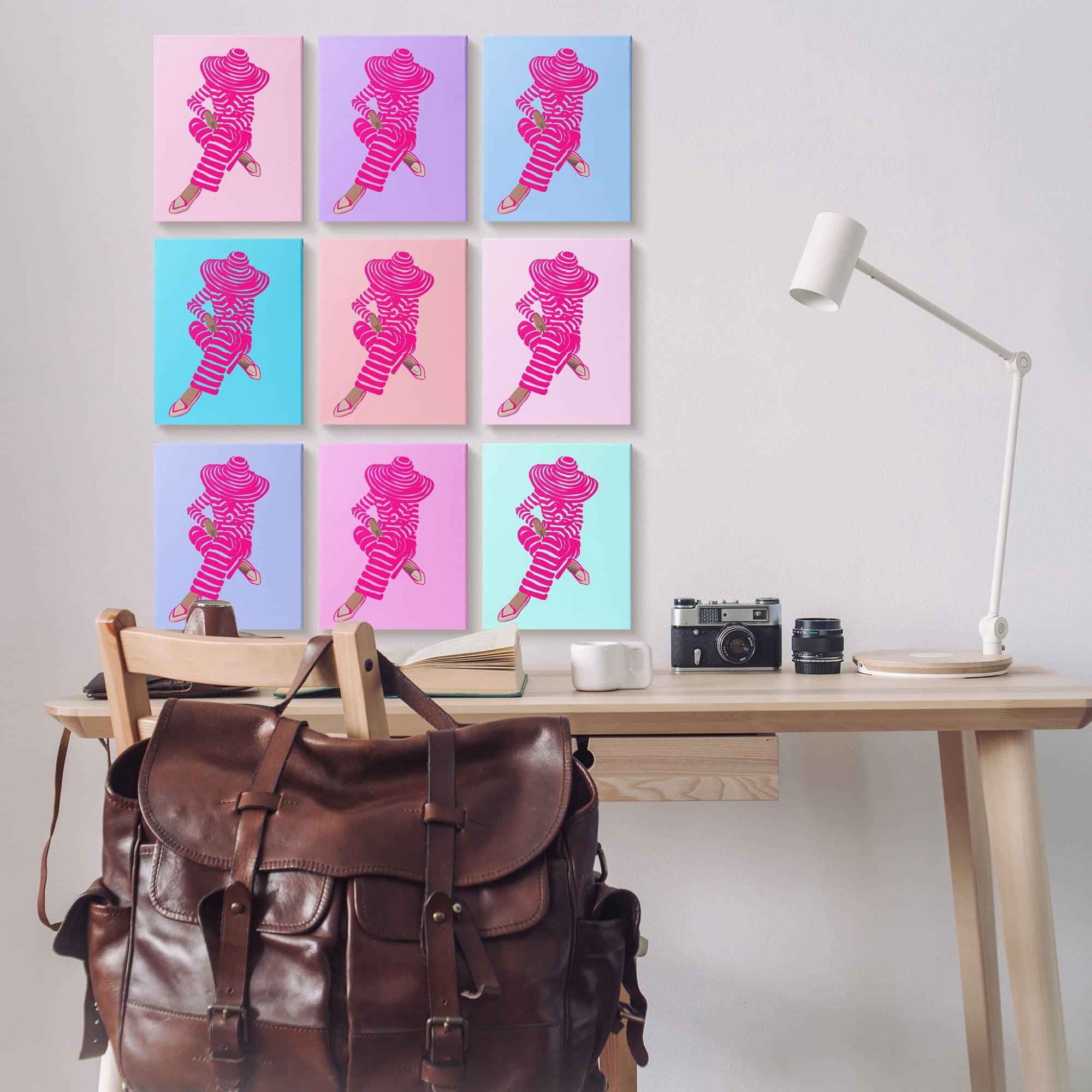 Stupell Industries Pink Pastel Doll Style Fashion Silhouettes Glam Trends Graphic Art Gallery Wrapped Canvas Print Wall Art, Set of 9, Design by Amelia Noyes