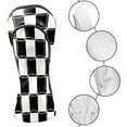 thumbnail image 3 of Golf Club Headcovers High Quality Waterproof Leather Golf Head Cover Set Men Women Driver Head Cover Exclusive Gift for Golf Lovers Black Grid, 3 of 5