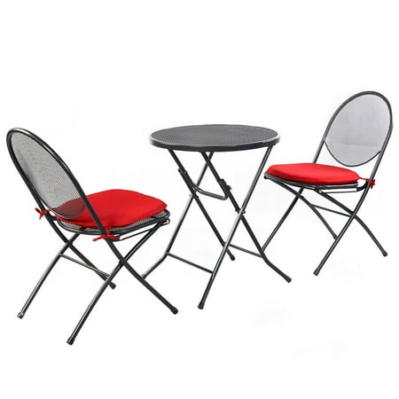 Costway 3 Pcs Folding Steel Mesh Outdoor Patio Table Chair Garden Costway 3 Pcs Folding Steel Mesh Outdoor Patio Table Chair Garden Backyard Furniture Set