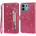 thumbnail image 1 of KAIYANG Funda de piel con cremallera y purpurina para Xiaomi Redmi Note 13 Pro 5G/Poco X6 5G, con tarjetero, color negro y rosa, 1 of 5