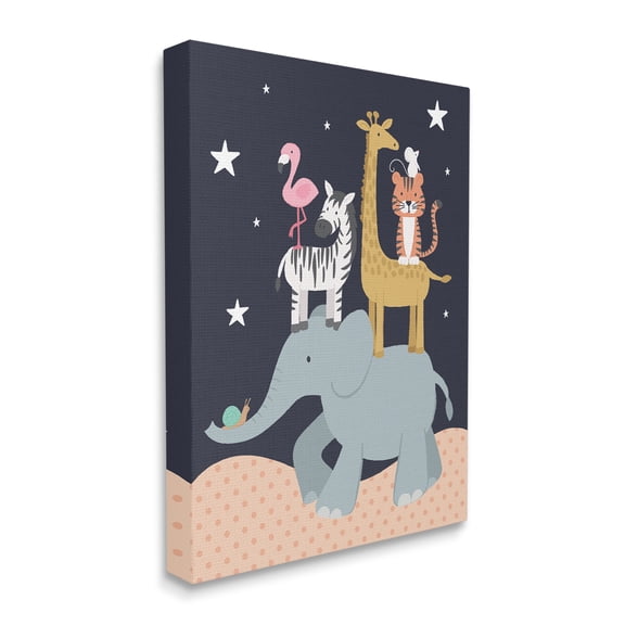 Stupell Industries Starry Night Sky Safari Animals Elephant Giraffe Zebra,36 x 48,Designed by Lisa Whitebutton
