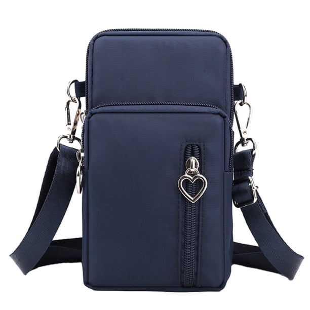 Bolso de hombro para teléfono móvil para mujer, bolso para teléfono móvil, bolso de hombro pequeño de tela Oxford para mujer con conector para auriculares, 19*10*6cm
