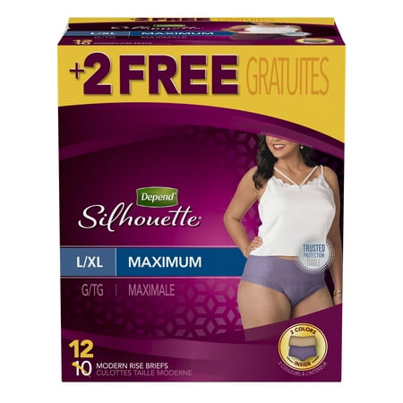 Depend Silhouette Incontinence Fragrance Free Underwear for Women - Maximum Absorbency - Large/Extra-Large - Pink & Black - 12ct