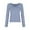 Blue, variant on Womens Workout Tops Solid Color V Neck Hot Girl Slim Long Sleeve Ladies Clothing,Coffee,L