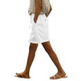 thumbnail image 4 of iHPH7 Bermuda Shorts for Women, Knee Length Shorts Women, Gauze Shorts for Women, Linen Clothing, Womens Shorts Casual, White XL, 4 of 6